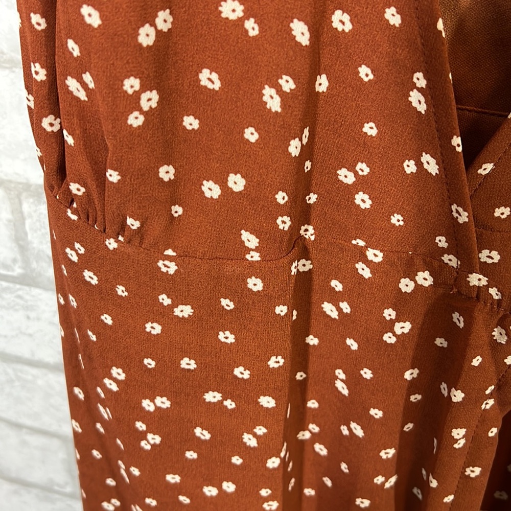 Aakaa floral rust wrap dress size Small - Picture 5 of 13